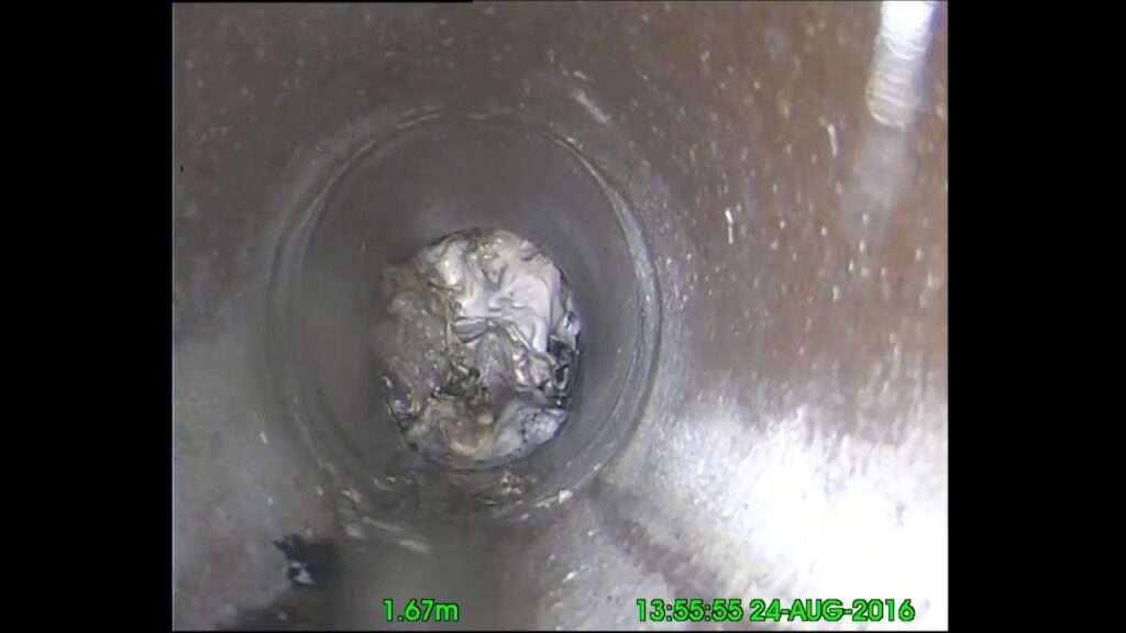Pipe clogged by disposable wipes